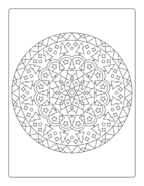 Christmas Tree Mandala Tree Star Geometric Free Coloring Template