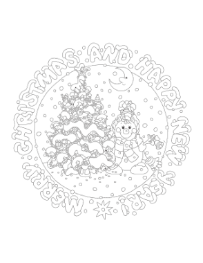 Christmas Tree Merry Christmas Happy New Year Cute Snowman Tree Free Coloring Template