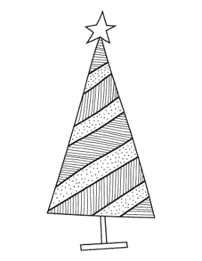 Christmas Tree Simple Abstract Striped Tree Free Coloring Template