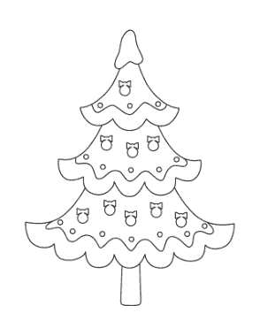 Christmas Tree Simple Tree With Baubles Snow Free Coloring Template
