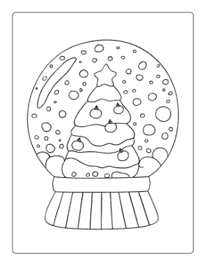 Christmas Tree Snowglobe Free Coloring Template