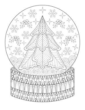 Snowflake Coloring Christmas Snowglobe Free Coloring Template