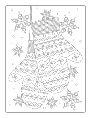 Free Download PDF Books, Christmas Patterned Mittens Snowflakes Coloring Template