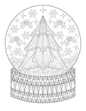 Free Download PDF Books, Snowflake Christmas Snowglobe Coloring Template