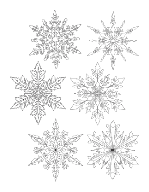 Snowflake Detailed Set Of 6 P1 Coloring Template