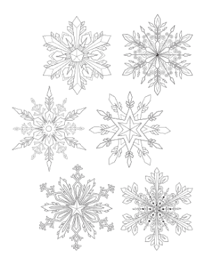 Snowflake Detailed Set Of 6 P2 Coloring Template