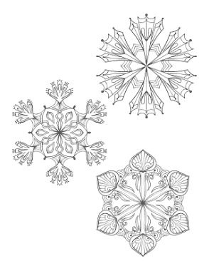 Snowflake Intricate Set Of 3 P1 Coloring Template