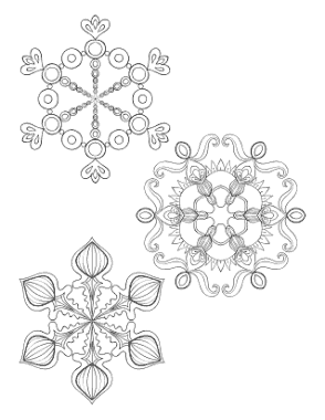 Free Download PDF Books, Snowflake Intricate Set Of 3 P3 Coloring Template