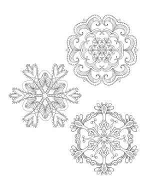 Snowflake Intricate Set Of 3 P4 Coloring Template