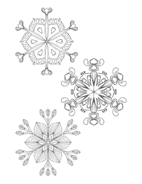 Snowflake Intricate Set Of 3 P6 Coloring Template