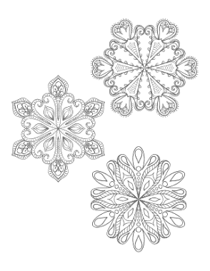 Free Download PDF Books, Snowflake Intricate Set Of 3 P7 Coloring Template