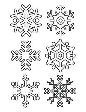 Snowflake Simple Outline 6 Designs P2 Coloring Template