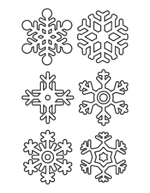 Snowflake Simple Outline 6 Designs P3 Coloring Template