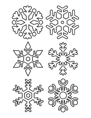 Snowflake Simple Outline 6 Designs P5 Coloring Template