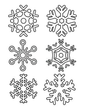 Snowflake Simple Outline 6 Designs P6 Coloring Template