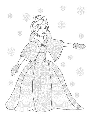 Snowflake Winter Queen Princess Snow Coloring Template