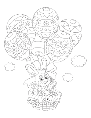 Easter Bunny Egg Balloon Coloring Template