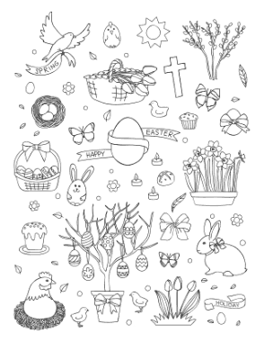 Easter Collection Of Images Coloring Template