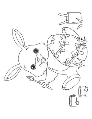 Easter Cute Bunny Painting Egg Coloring Template