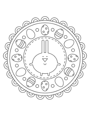 Easter Cute Mandala For Kids Coloring Template