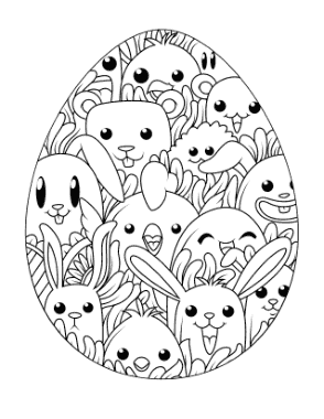 Easter Cute Spring Egg Coloring Template