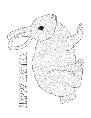 Easter Decorative Patterned Rabbit Coloring Template