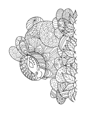 Easter Detailed Bunny Eggs Coloring Template