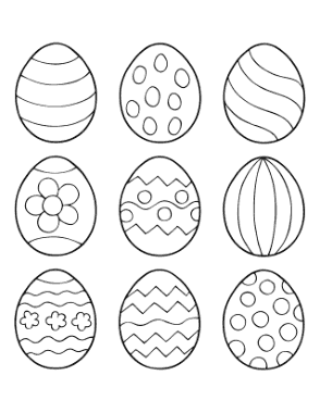 Easter Egg 9 Patterned Eggs 1 Coloring Template