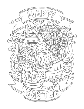 Easter Egg Happy Easter Patterned Coloring Template