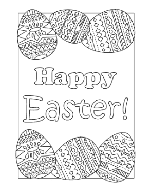 Easter Egg Happy Easter Patterned Egg Border Coloring Template
