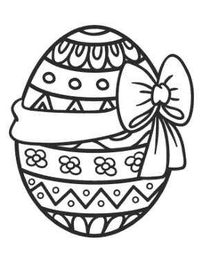 Easter Egg Patterned  With Bow Coloring Template