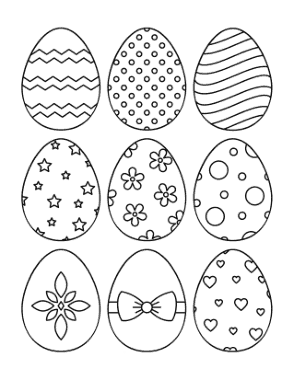 Easter Egg Patterned Small 9 Coloring Template