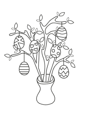 Easter Egg Patterned Tree Coloring Template