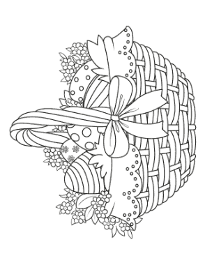 Easter Egg Wicker Basket Patterned Eggs Coloring Template