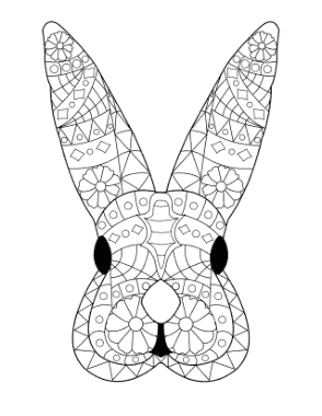 Easter Patterned Bunny Head Coloring Template