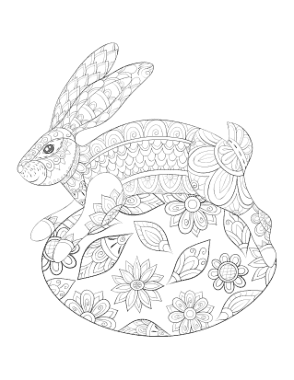 Easter Rabbits Egg Decorative Coloring Template