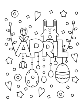 Spring Cute April Poster To Color Coloring Template