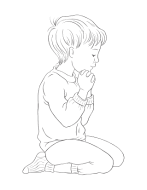 Boy Praying Bible Coloring Template