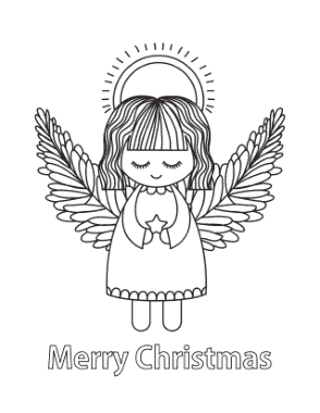 Free Download PDF Books, Christmas Cute Angel Star Halo Coloring Template