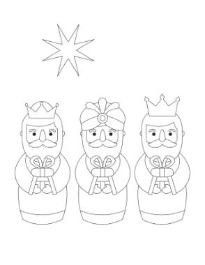 Free Download PDF Books, Christmas Three Kings Gifts Star Coloring Template