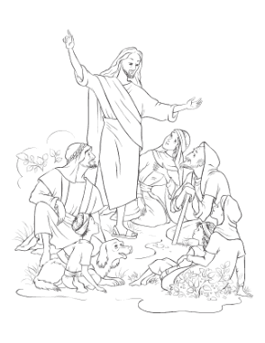Jesus Teaching Bible Coloring Template