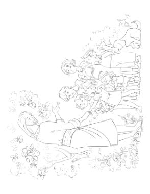 Jesus With Children Bible Coloring Template