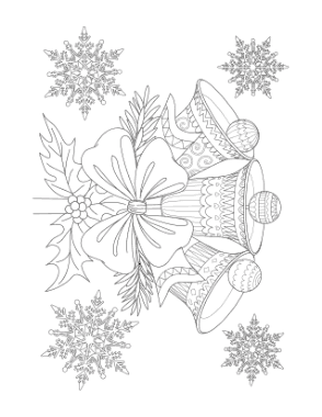 Christmas Decorative Bells Snowflakes Coloring Template