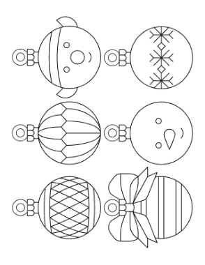 Christmas Ornaments Bauble P6 Coloring Template