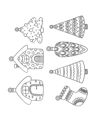Christmas Ornaments Cute Patterned Coloring Template