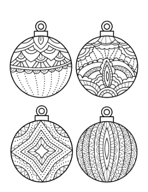 Christmas Ornaments Decorative Bauble Coloring Template