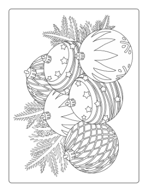 Free Download PDF Books, Christmas Ornaments Decorative Baubles Fir Intricate Coloring Template