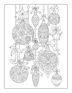 Christmas Ornaments Hanging Ornaments Intricate Coloring Template