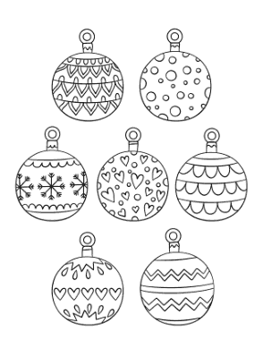 Christmas Ornaments Patterned Bauble Coloring Template