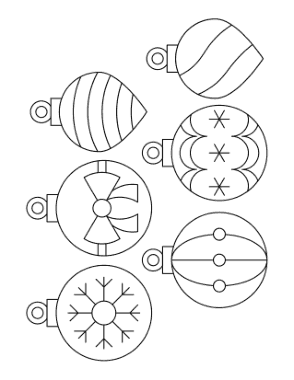 Christmas Ornaments Simple Patterned Set Of P1 Coloring Template